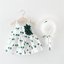 Load image into Gallery viewer, Floral Dress+Bow Hat 2pcs Clothes Set